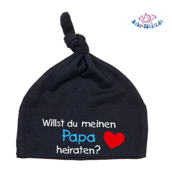 Babymütze bedruckt mit  "Willst du meinen Papa heiraten?"