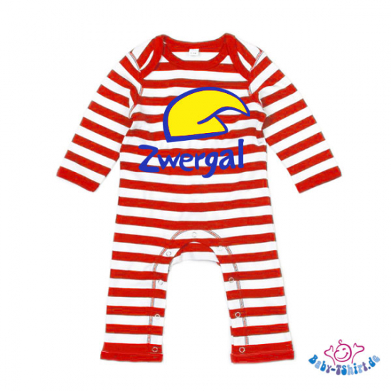 Babystrampler gestreift bedruckt mit "Zwergal"