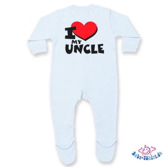 Babystrampler mit Füßchen Rücken bedruckt mit "I love my uncle"