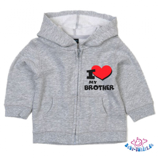 Baby Sweatjacke bedruckt mit "I Love my Brother"