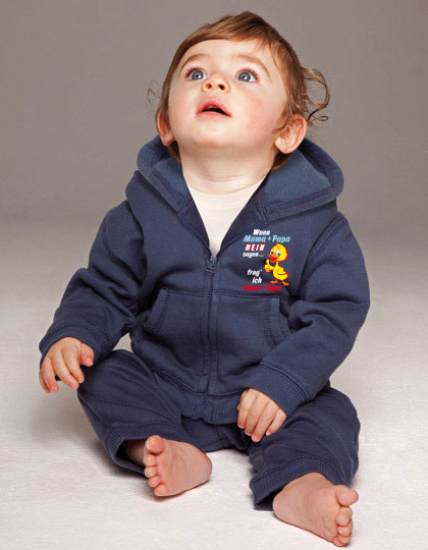 Baby Sweatjacke mit Aufdruck "Wenn Mama und Papa nein sagen, frag ich Oma und Opa"
