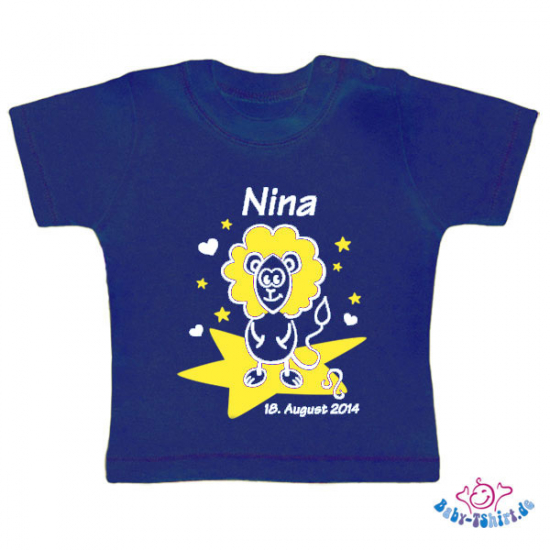 Baby T-Shirt  mit dem Aufdruck Sternzeichen "Löwe"