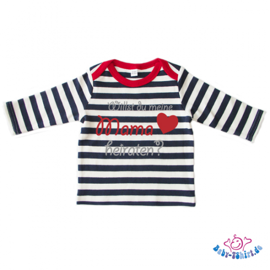 Baby Langarm T-Shirt gesteift mit dem Aufdruck "Willst du meine Mama heiraten"