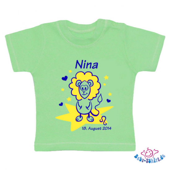 Baby T-Shirt  mit dem Aufdruck Sternzeichen "Löwe"