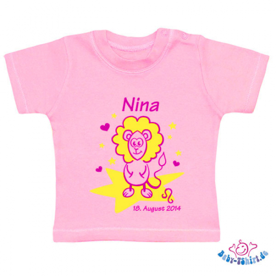 Baby T-Shirt  mit dem Aufdruck Sternzeichen "Löwe"
