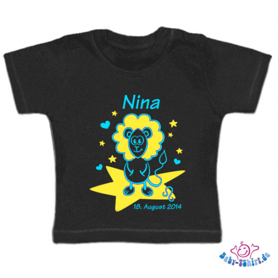 Baby T-Shirt  mit dem Aufdruck Sternzeichen "Löwe"