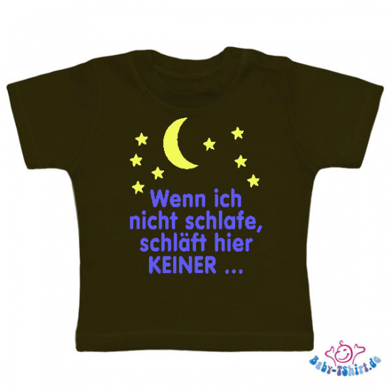 Baby-T-Shirt mit Spruch schlaeft keiner