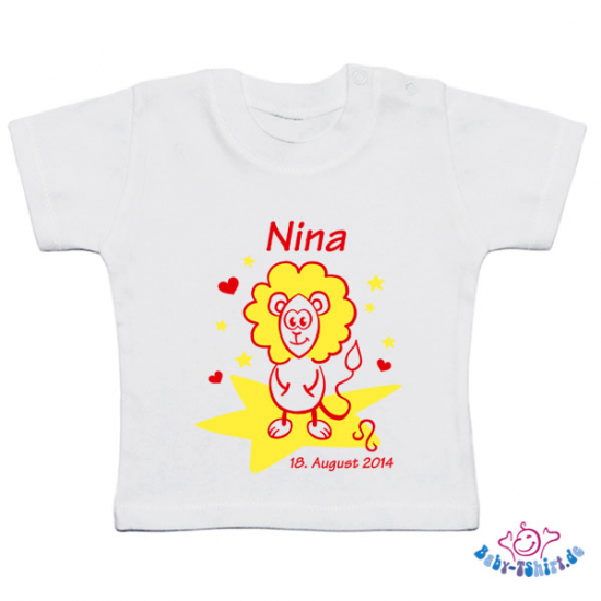 Baby T-Shirt  mit dem Aufdruck Sternzeichen "Löwe"