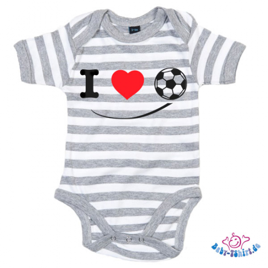 Babybody gestreift bedruckt mit "I love Fußball"