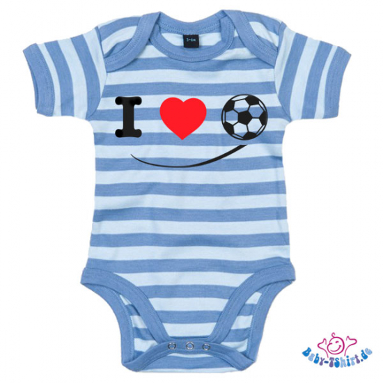 Babybody gestreift bedruckt mit "I love Fußball"