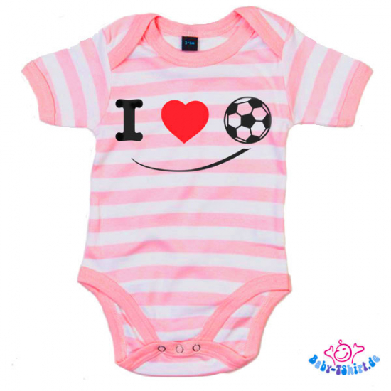 Babybody gestreift bedruckt mit "I love Fußball"