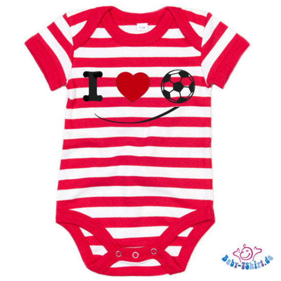Babybody gestreift bedruckt mit "I love Fußball"