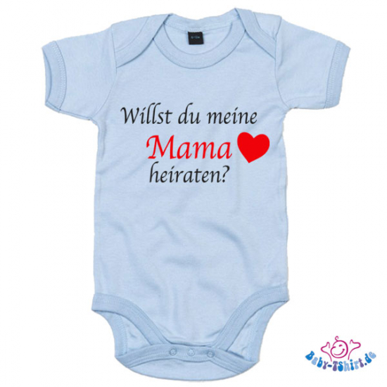 Babybody bedruckt mit "Willst du meine Mama heiraten?"