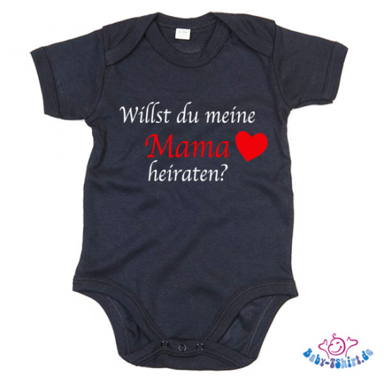 Babybody bedruckt mit "Willst du meine Mama heiraten?"