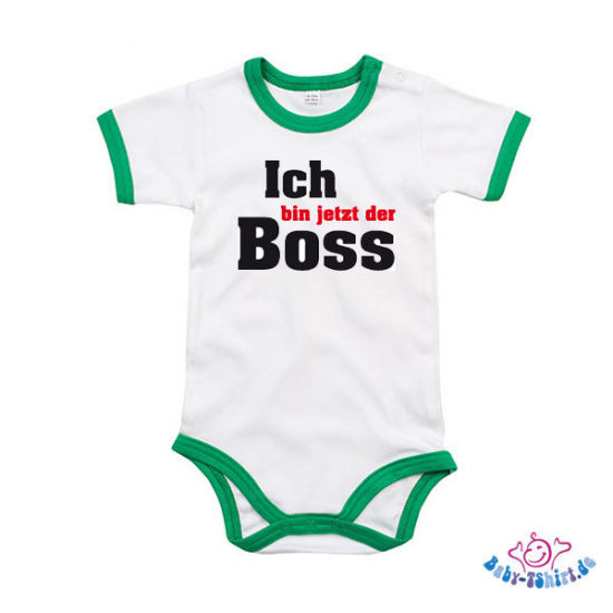 Babybody Kontrast bedruckt mit  "Ich bin jetzt der Boss"