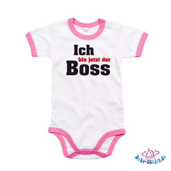 Babybody Kontrast bedruckt mit  "Ich bin jetzt der Boss"