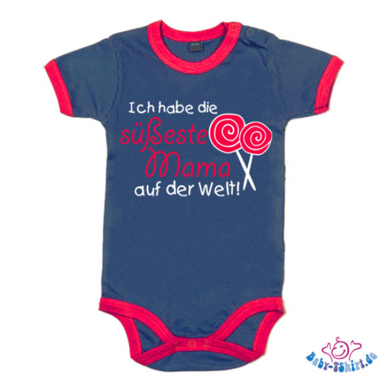 Lieblingsteil im Monat Juli: Babybody 2-farbig bedruckt mit  "Ich habe die süßeste Mama auf der Welt"