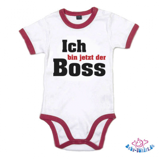 Babybody Kontrast bedruckt mit  "Ich bin jetzt der Boss"