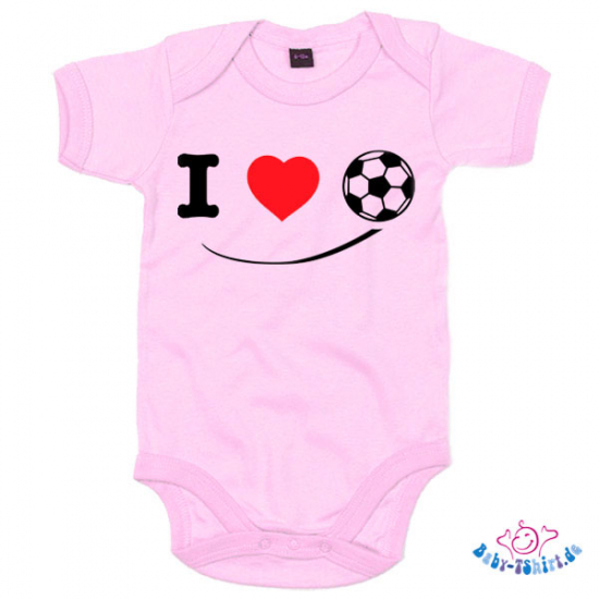 Babybody bedruckt mit "I Love Soccer" Fußball
