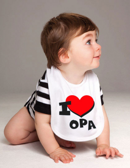 Babylätzchen 2 farbig bedruckt mit "I Love Opa"