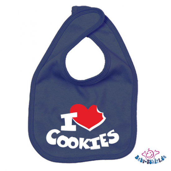 Babylätzchen 2 farbig bedruckt mit "I Love Cookies"