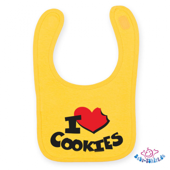 Babylätzchen 2 farbig bedruckt mit "I Love Cookies"