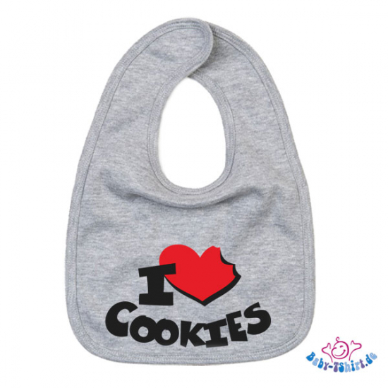 Babylätzchen 2 farbig bedruckt mit "I Love Cookies"