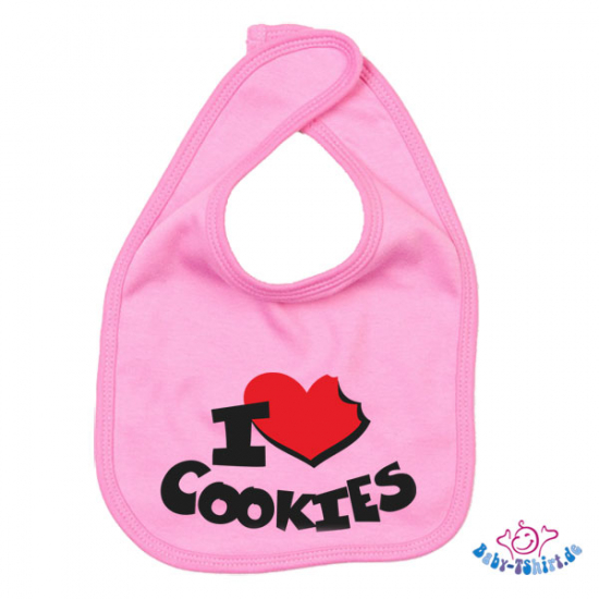 Babylätzchen 2 farbig bedruckt mit "I Love Cookies"