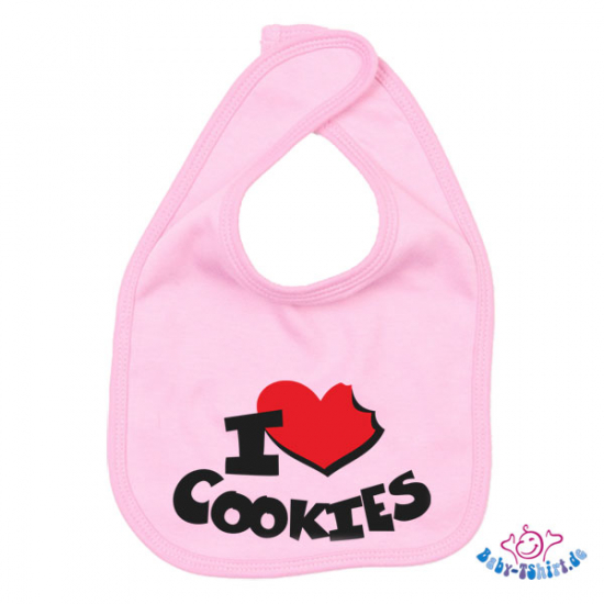 Babylätzchen 2 farbig bedruckt mit "I Love Cookies"