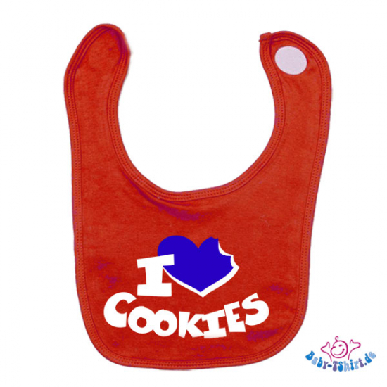 Babylätzchen 2 farbig bedruckt mit "I Love Cookies"