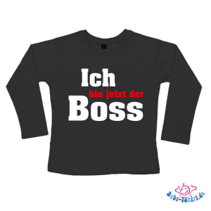 Baby-TShirt Langarm bedruckt "Ich bin jetzt der Boss"