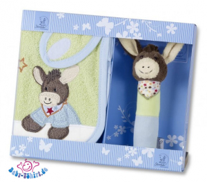 Sterntaler Baby Geschenkset  "Emmi" Schmusetier inkl. Lätzchen + Namenaufdruck